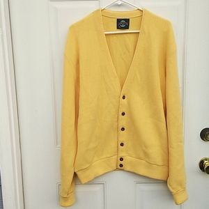 Yellow Vtg Grandpa V Neck Cardigan  oversized sweater size L Jantzen USA